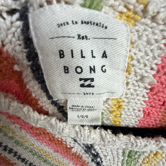 Billabong Chunky Knit Striped Sweater Multicolor Textured Pullover Size L - Picture 6 of 7